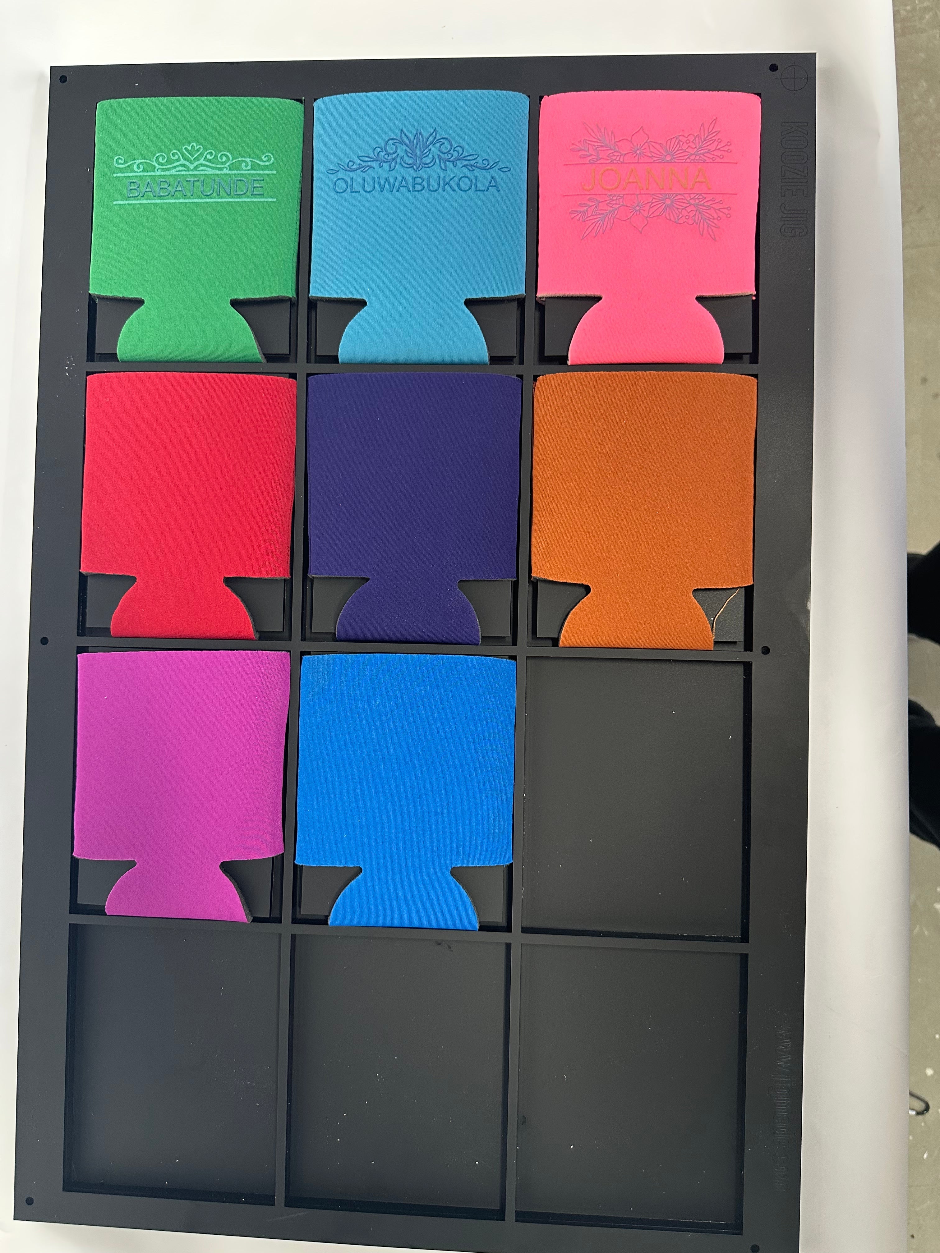 Can Cooler Sleeve Jig for Logojet UVX40R | Precision UV Printing Jig with PDF Template