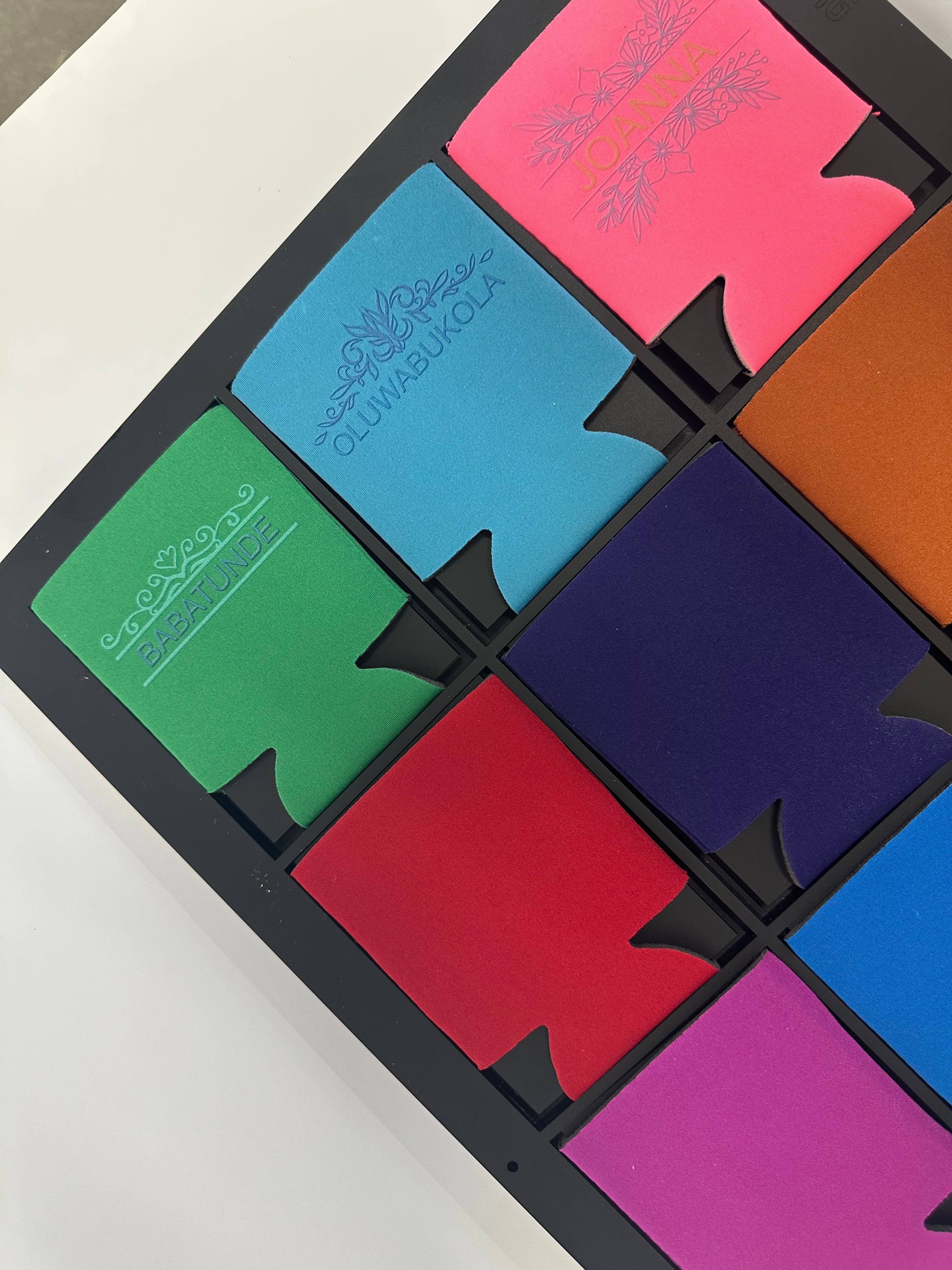 Can Cooler Sleeve Jig for Logojet UVX 45i | Precision UV Printing Jig with PDF Template