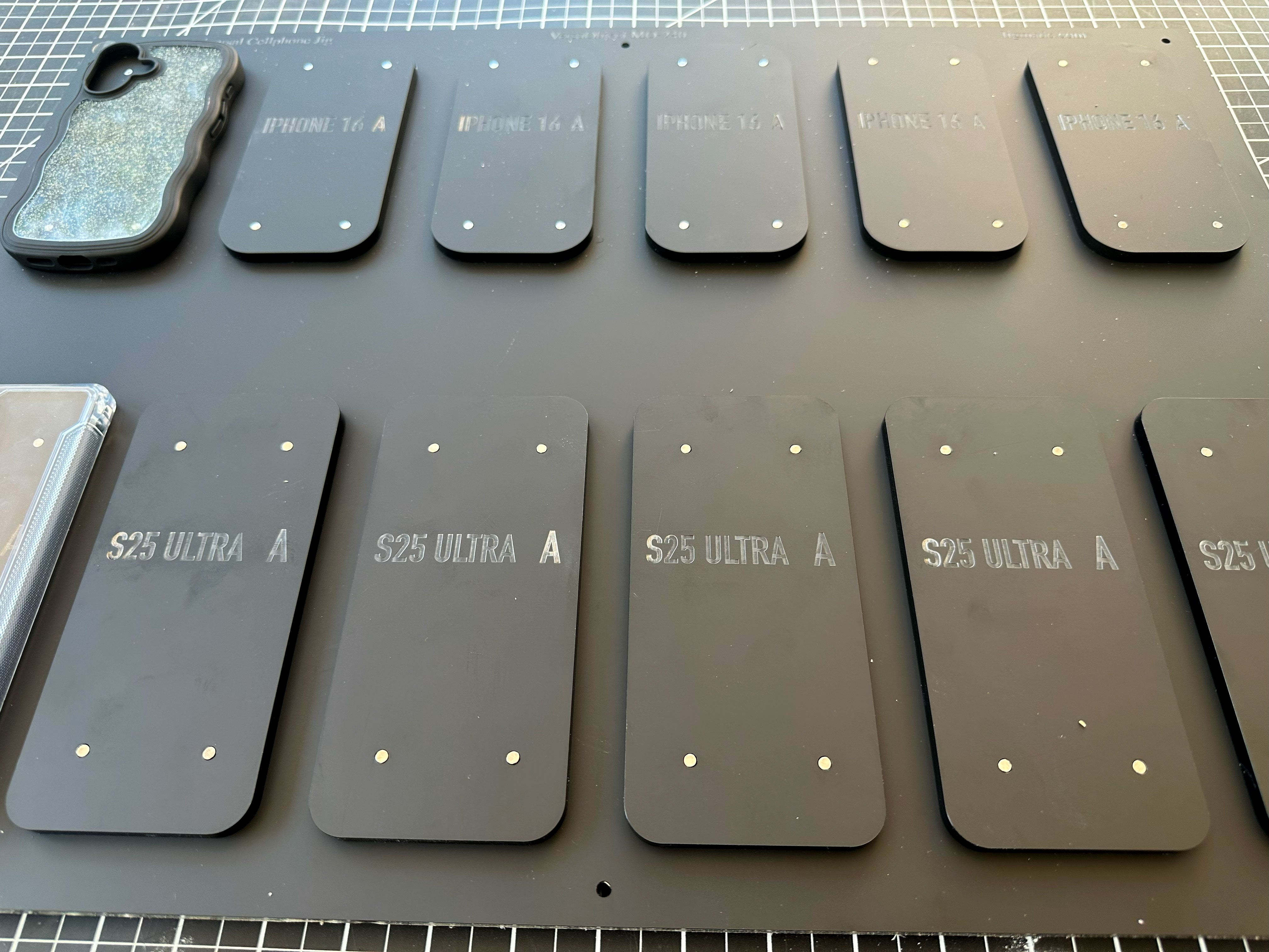 Universal Phone Base Jig for Multiple Phone Models (Phone Case Carrier Sold Separately) for Mimaki UJF 6042/Mimaki UJF 6042 MK II/Mimaki UJF 6042 MK IIe Flatbed Printer with PDF Template