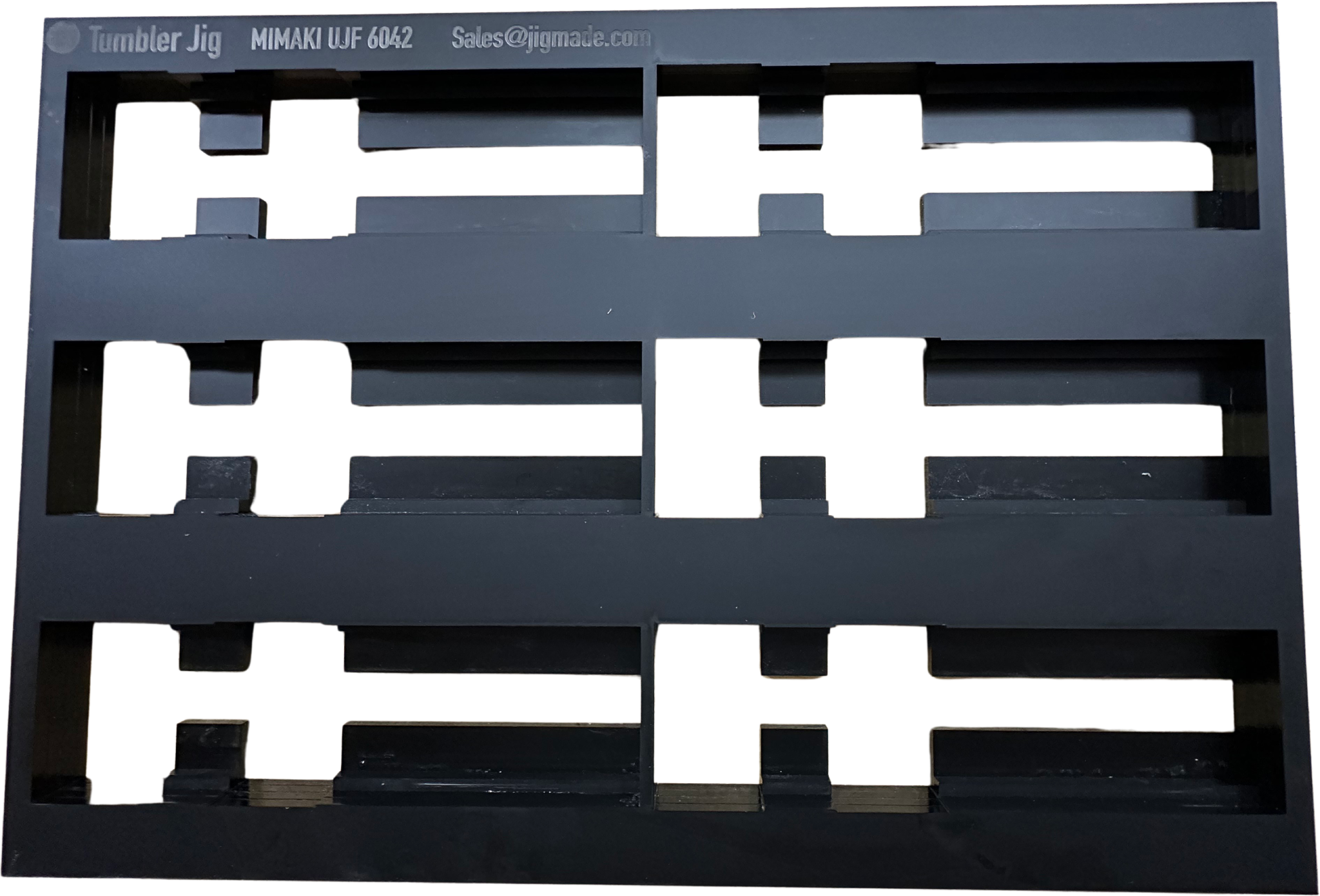 Tumbler (12oz - 45oz) Printing Jig for Mimaki UJF 6042/Mimaki UJF 6042 MK II/Mimaki UJF 6042 MK IIe Flatbed Printer with PDF Template (6 Slots)