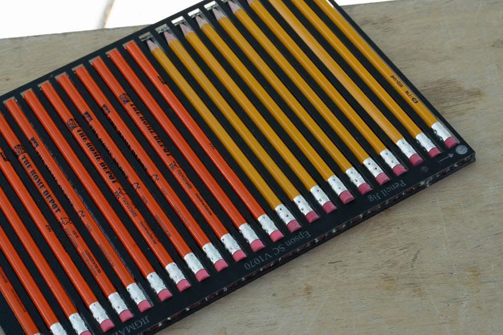 Pencil Printing Jig for LogoJET UVx90R-SE Flatbed Printer Pencils with PDF Template