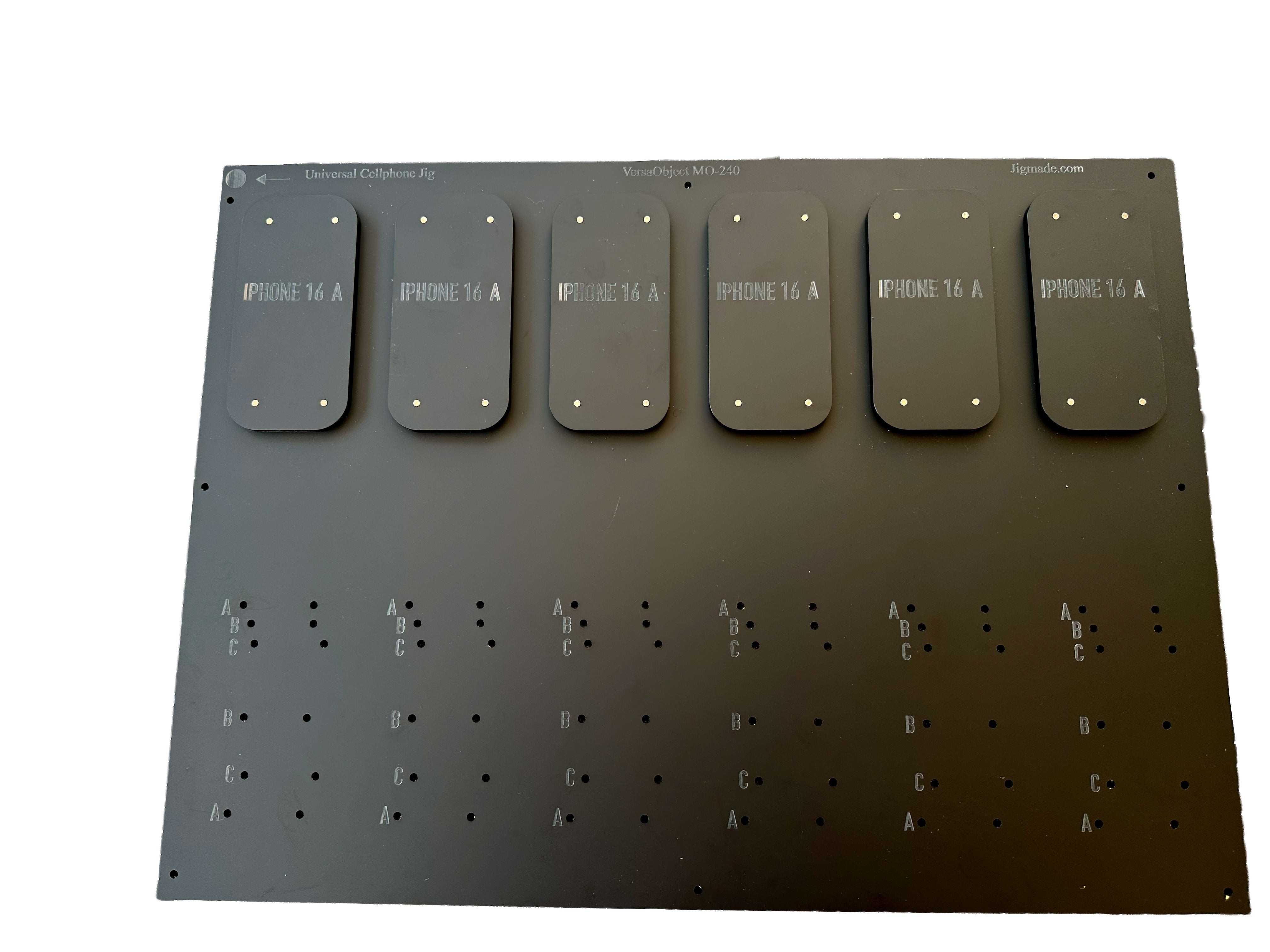 Universal Phone Base Jig for Multiple Phone Models (Phone Carrier Sold Separately) for Mutoh XpertJet 461UF Flatbed Printer with PDF Template